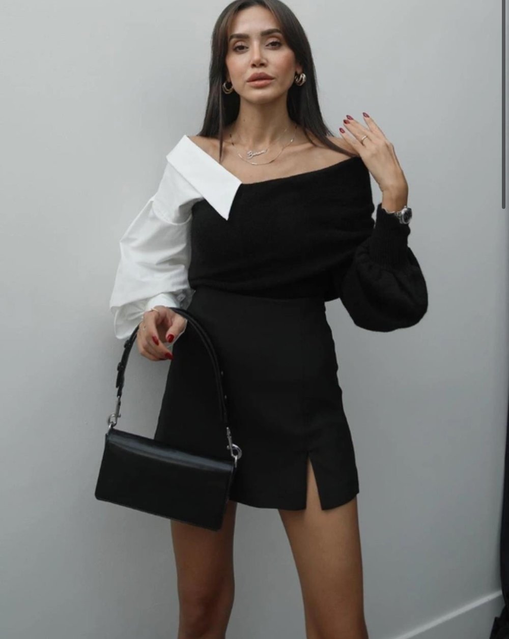 Bak'ap Trend Premium Gömlek Detaylı Triko Bluz Kazak