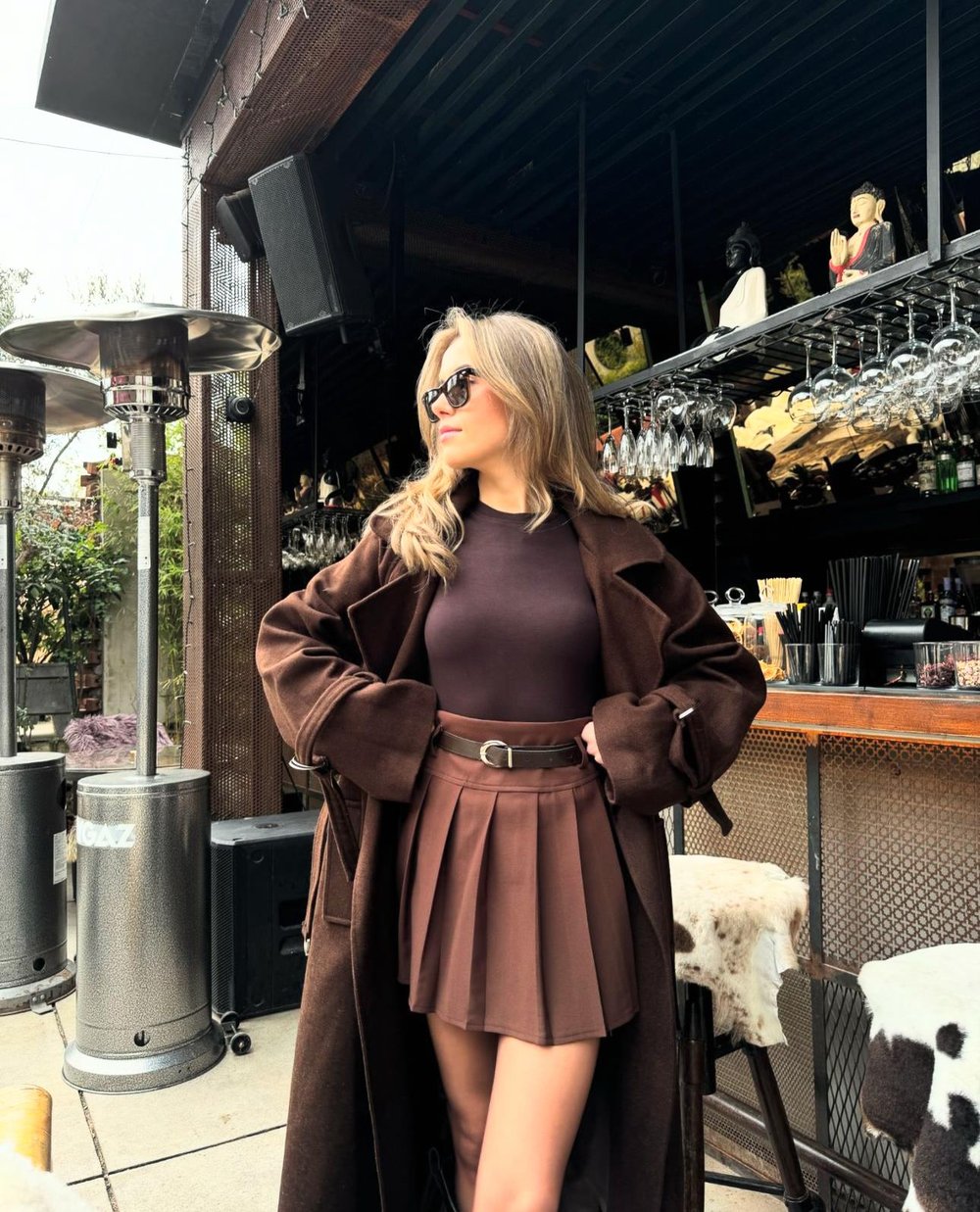 Kemerli Pileli Mini Şort Etek
