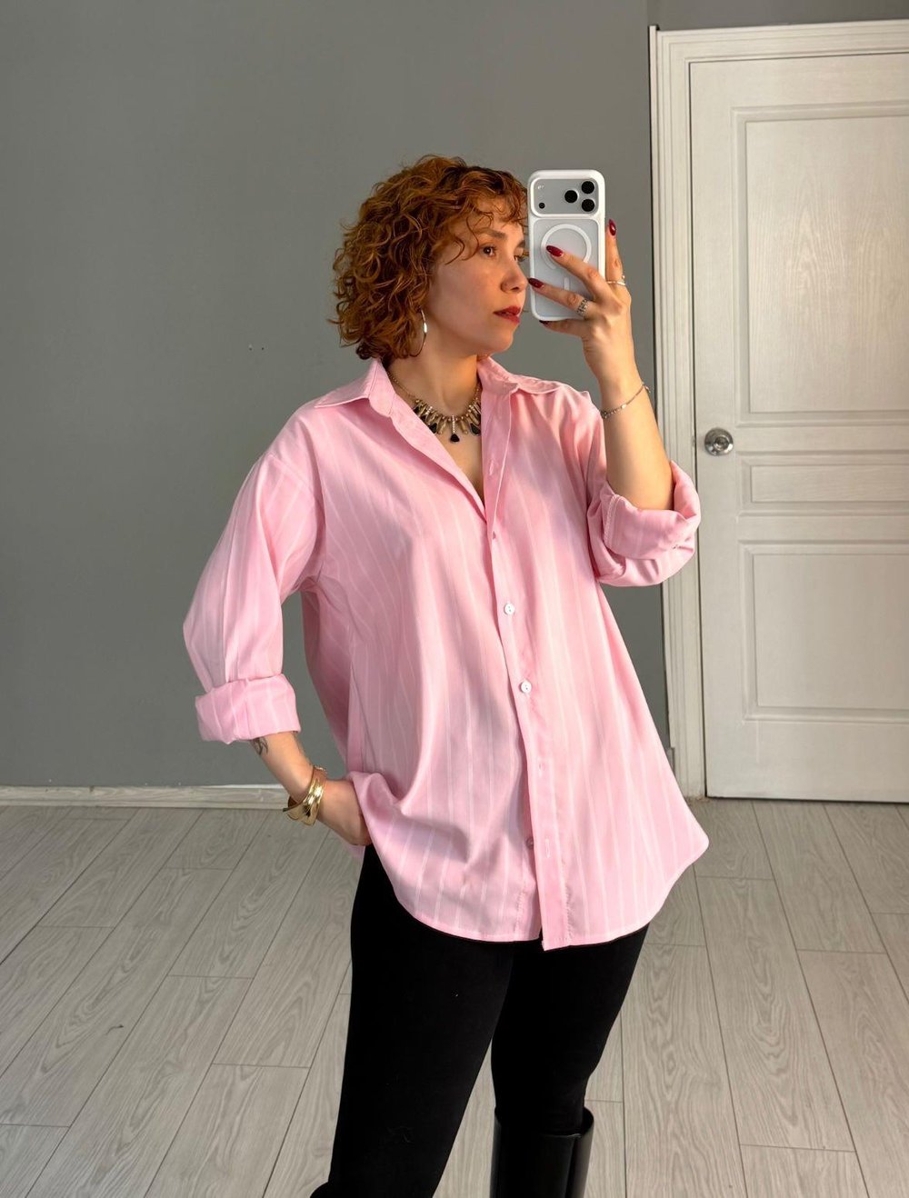 Oversize Çizgili Gömlek 