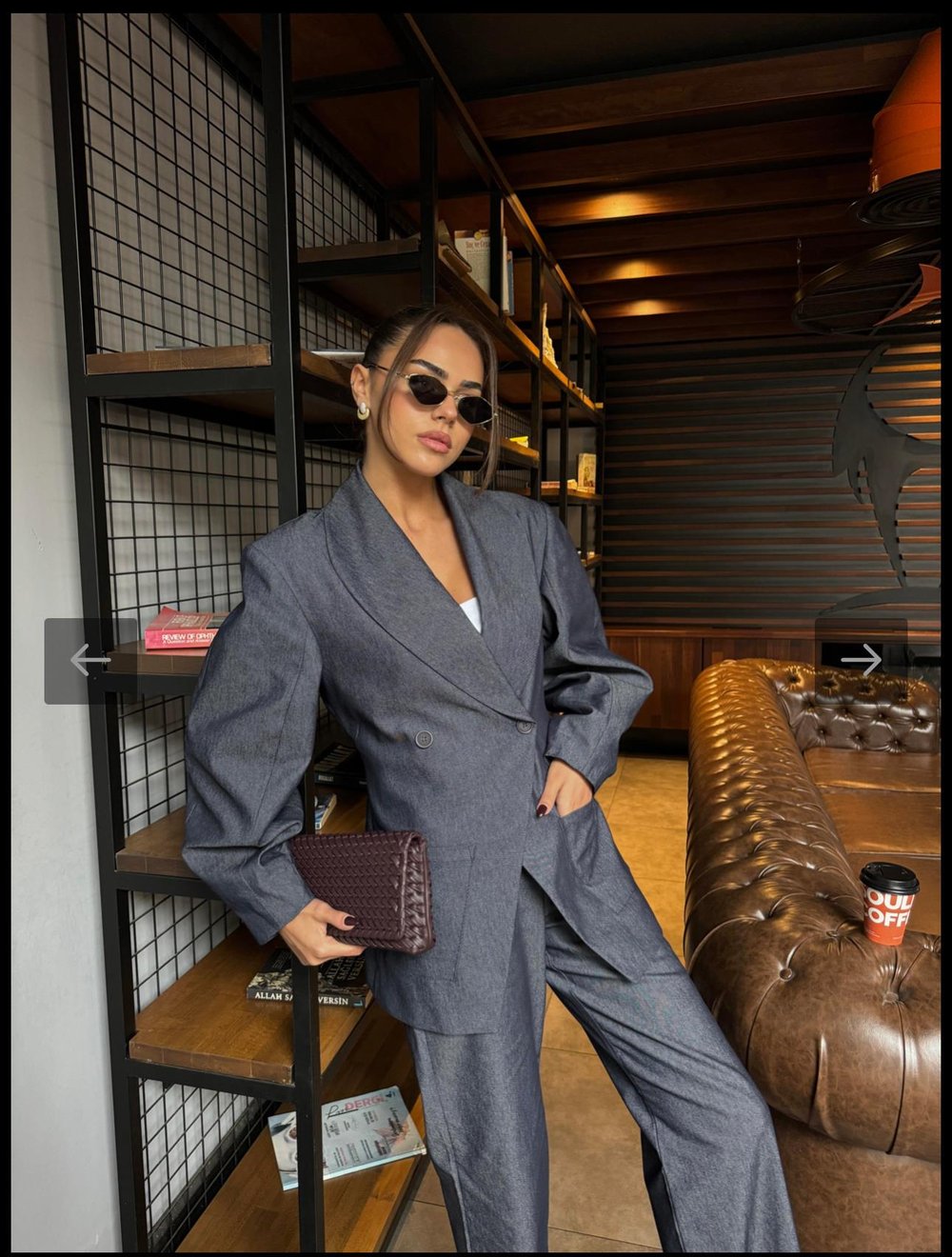 Premium Asimetrik Çapraz Düğme Vatkalı Blazer Kot Ceket Kot Pantolon Denim Ceket pantolon Takım