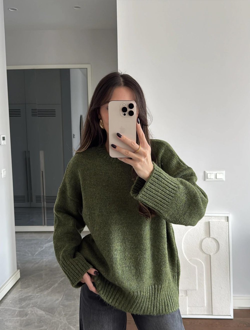 Premium Bisiklet Yaka Basic Oversize Triko Kazak