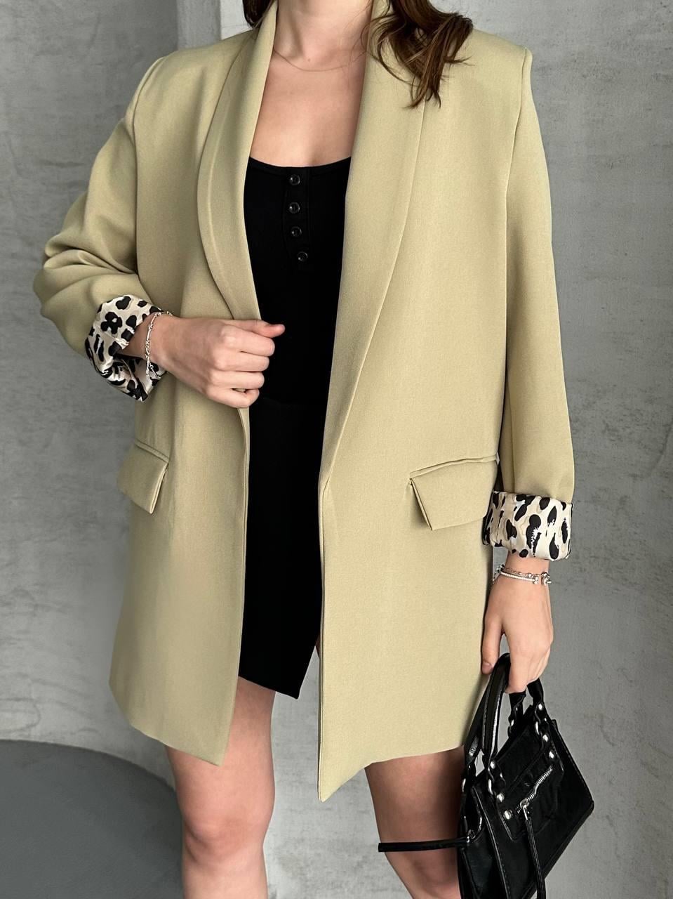 Premium Leopar Astarlı Blazer Ceket