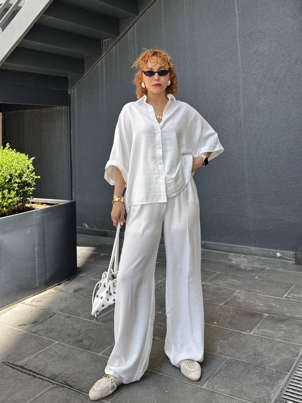 Premium Oversize Keten Gömlek-Keten Pantolon Keten 2'li Takım