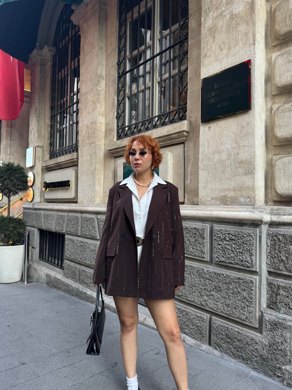 Premium Pamuklu Parlak Taş Baskılı Blazer Ceket