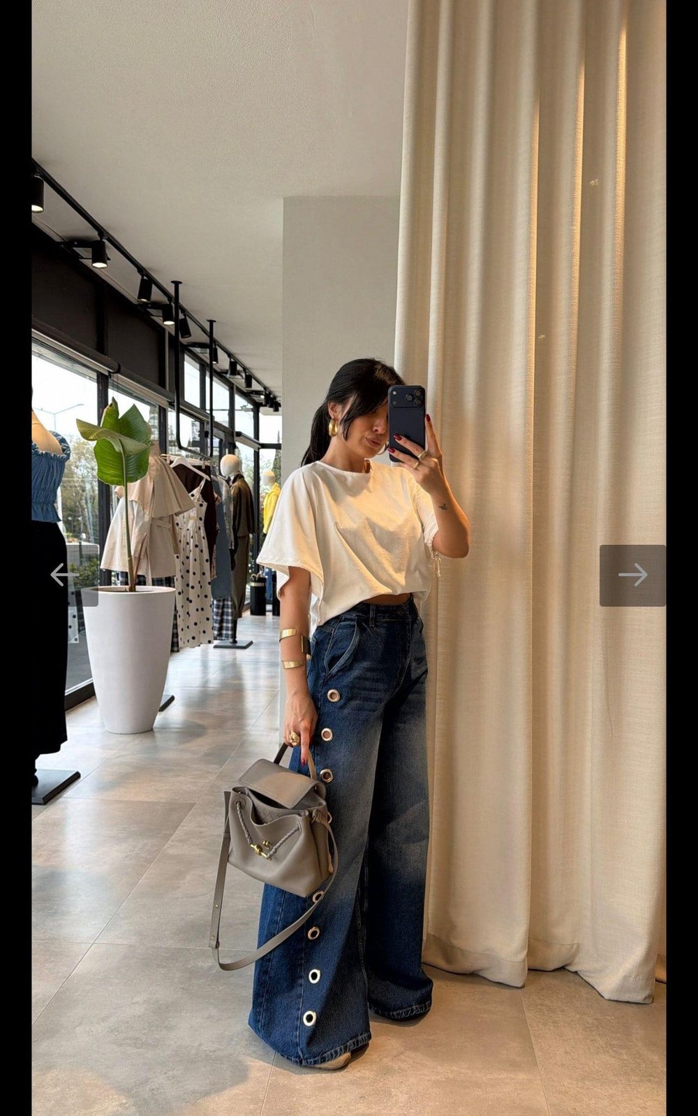 Premium Tasarım Zımbalı Denim Baggy Pantolon