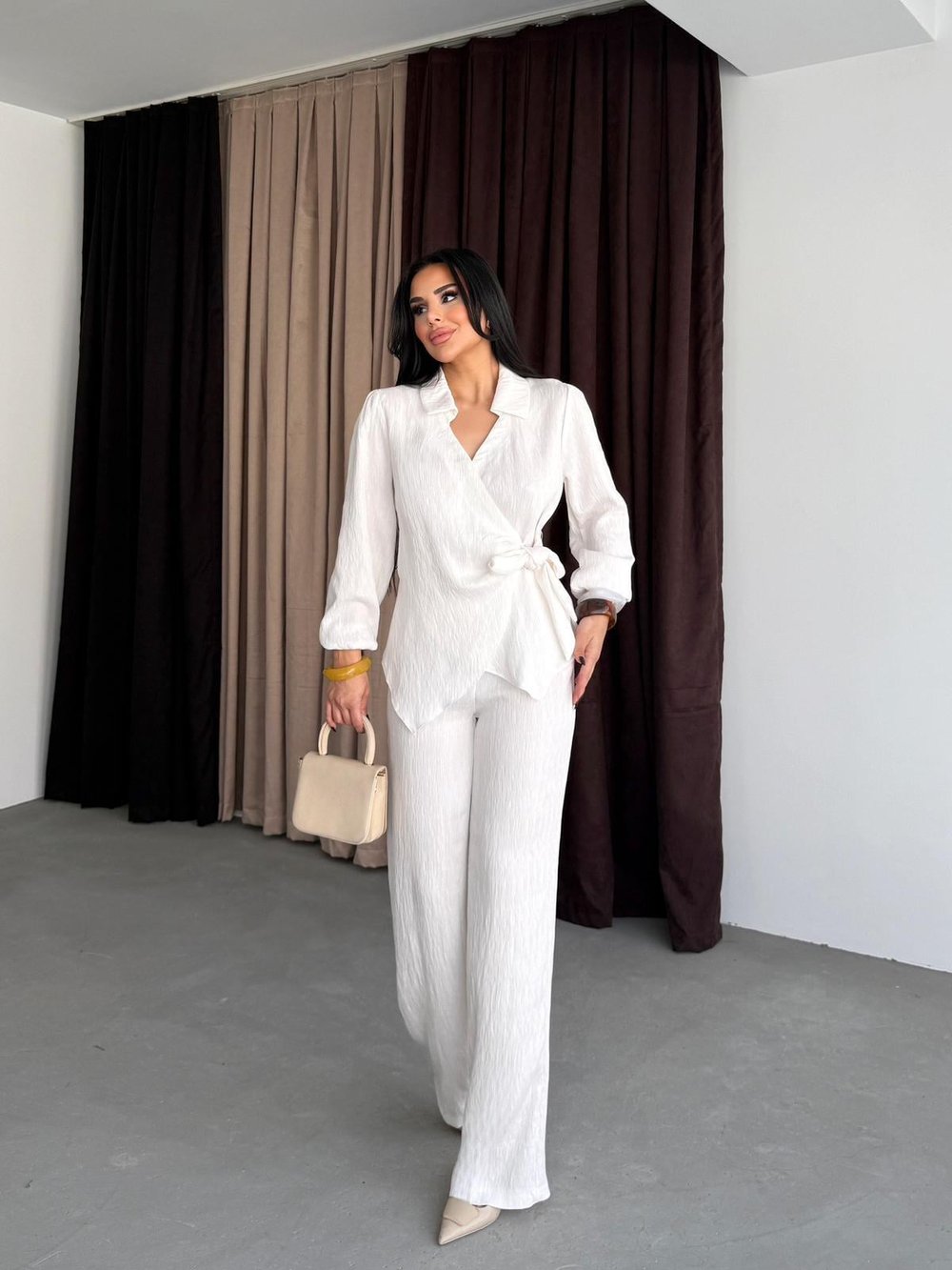 Premium Trend Bağlamalı Gömlek-Pantolon 2 'li Takım