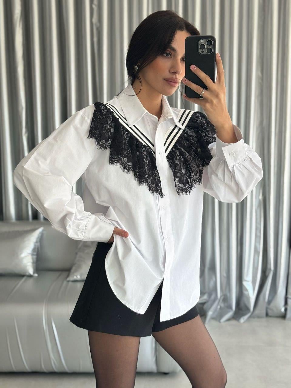 Premium Trend Dantel Detaylı Poplin Gömlek