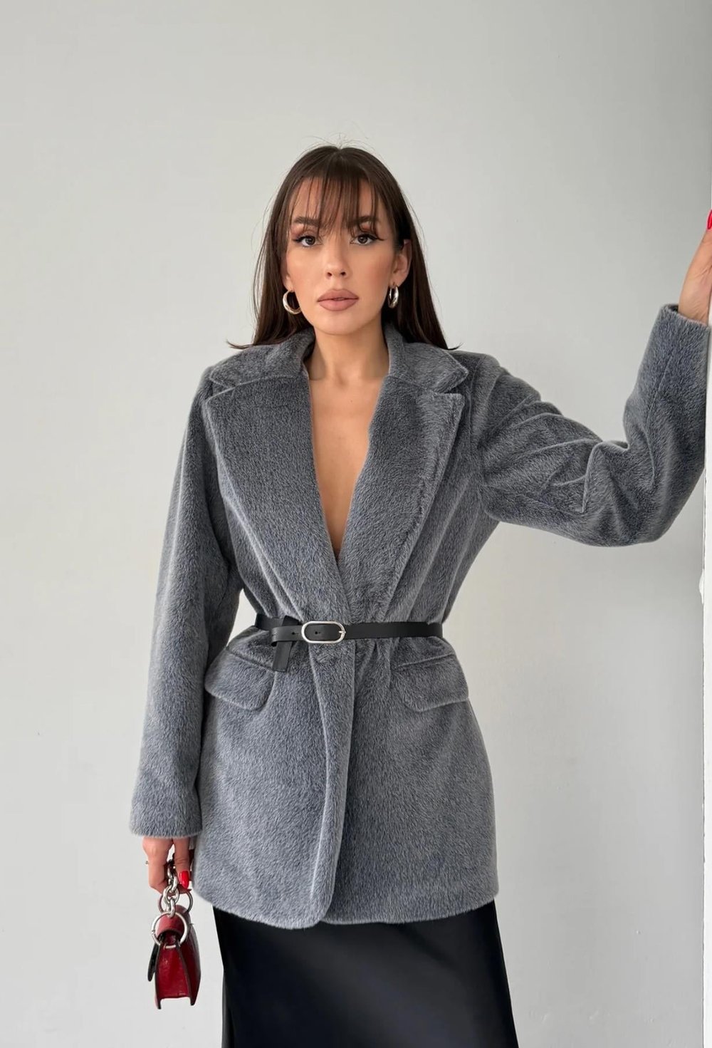 Premium Trend Kemerli Kısa Kaşe Blazer Ceket