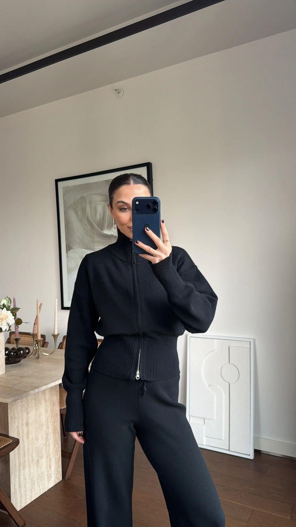 Premium Trend Triko Fermuarlı Hırka-Pantolon 2'li Takım