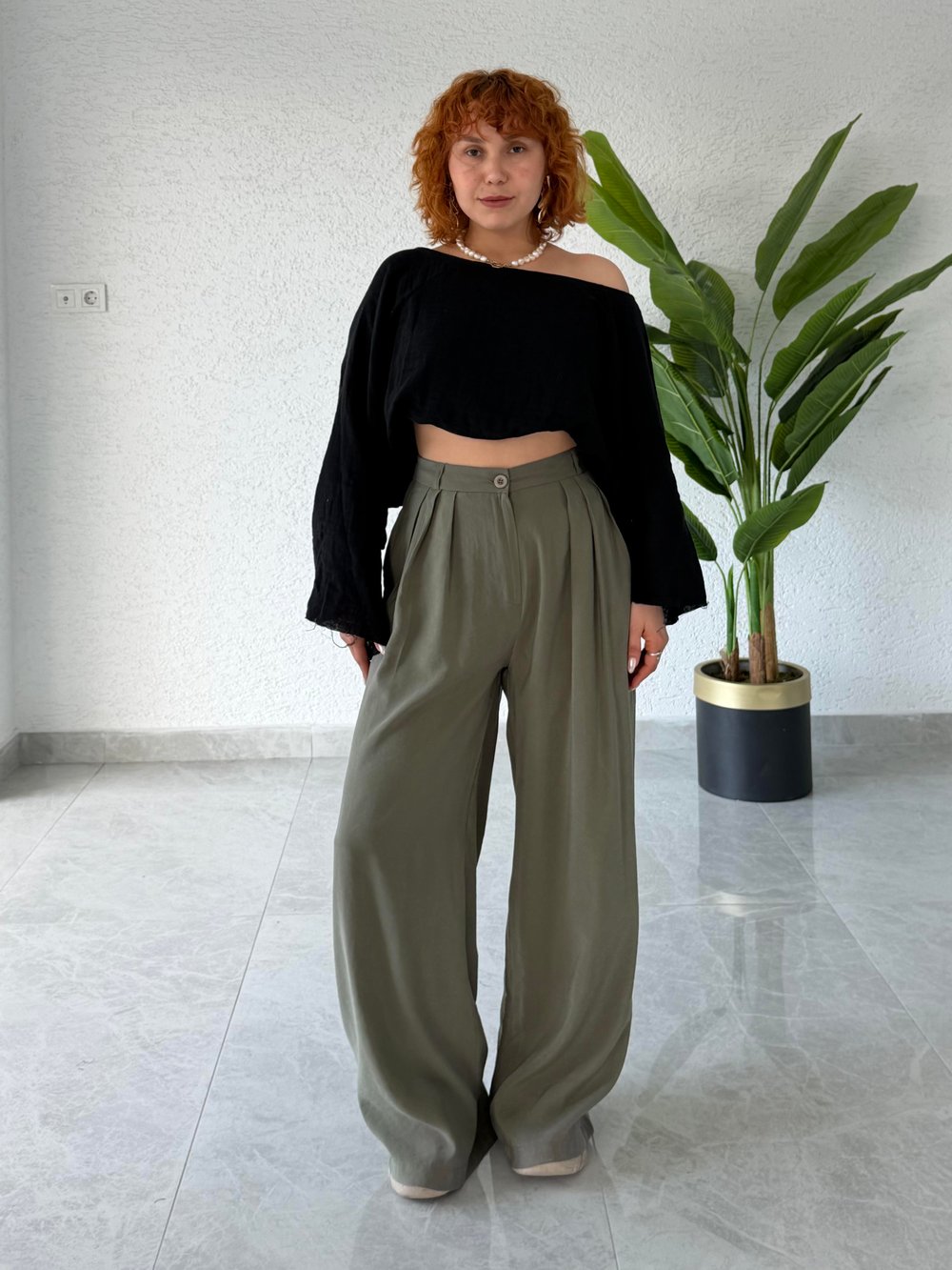 Premium Trend Yazlık Pileli Palazzo Bol Paça Pantolon