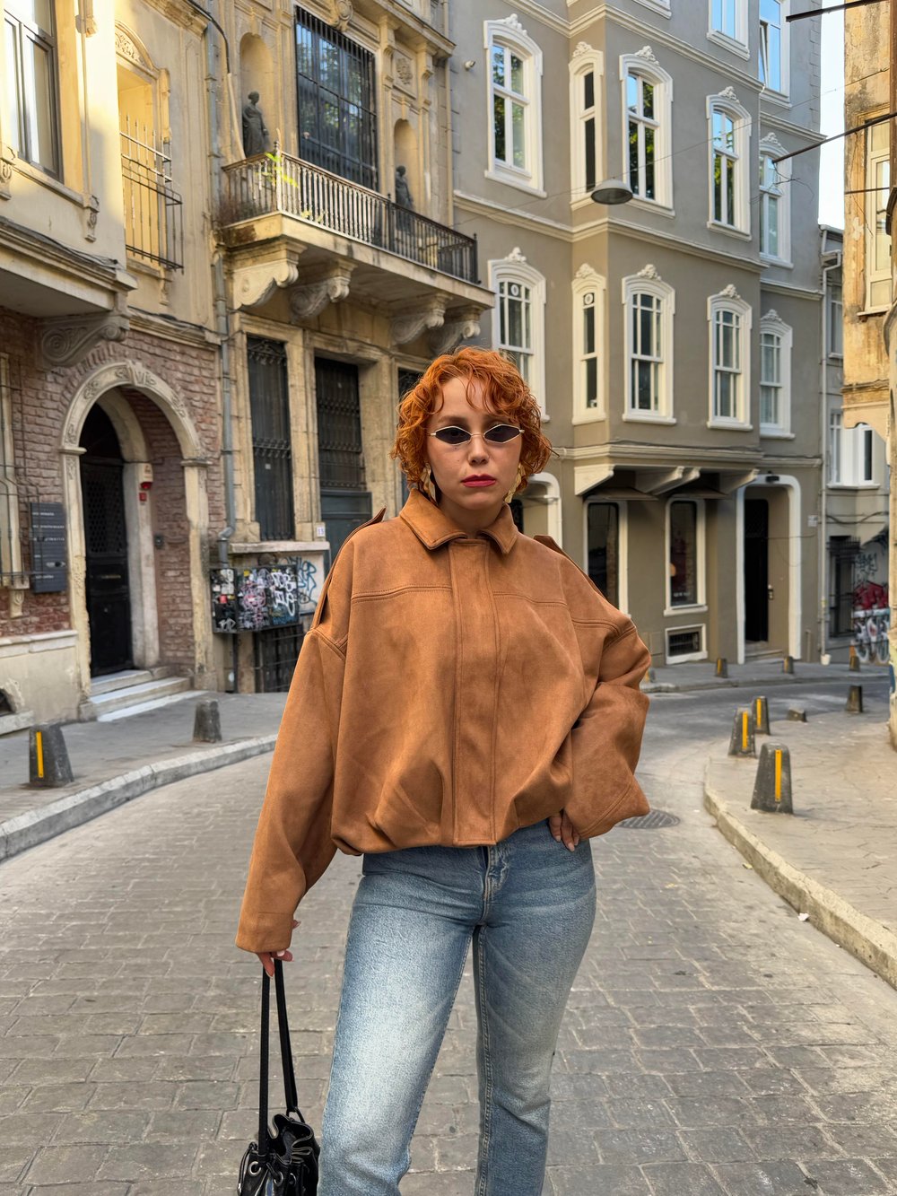 Trent Viral Yarasa Düşük Kol Oversize Süet Bomber Ceket