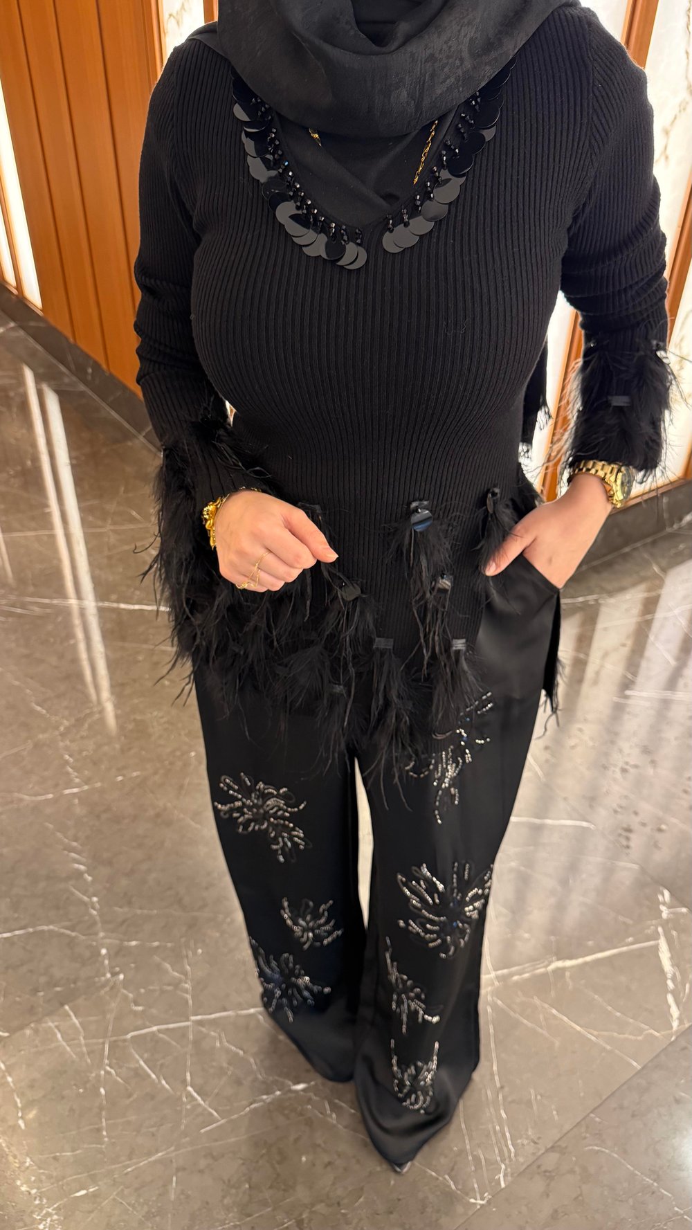 İŞLEMELİ İPEK PANTOLON