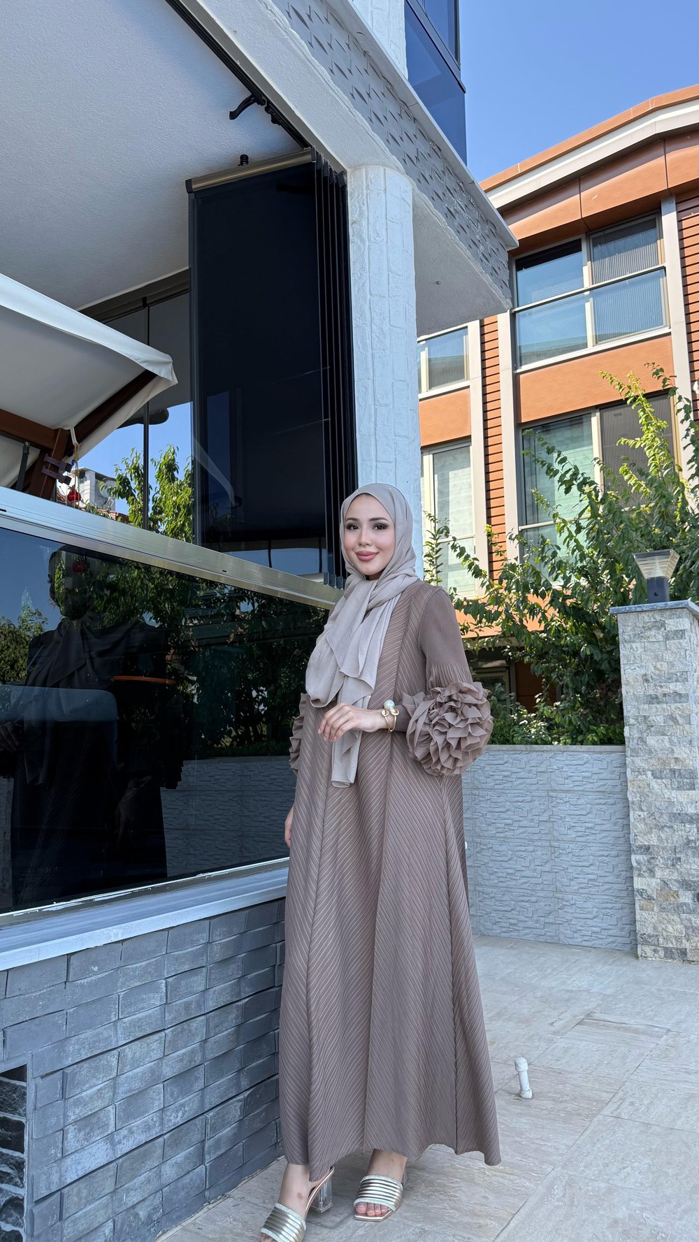 KAHVE ROSE ELBİSE
