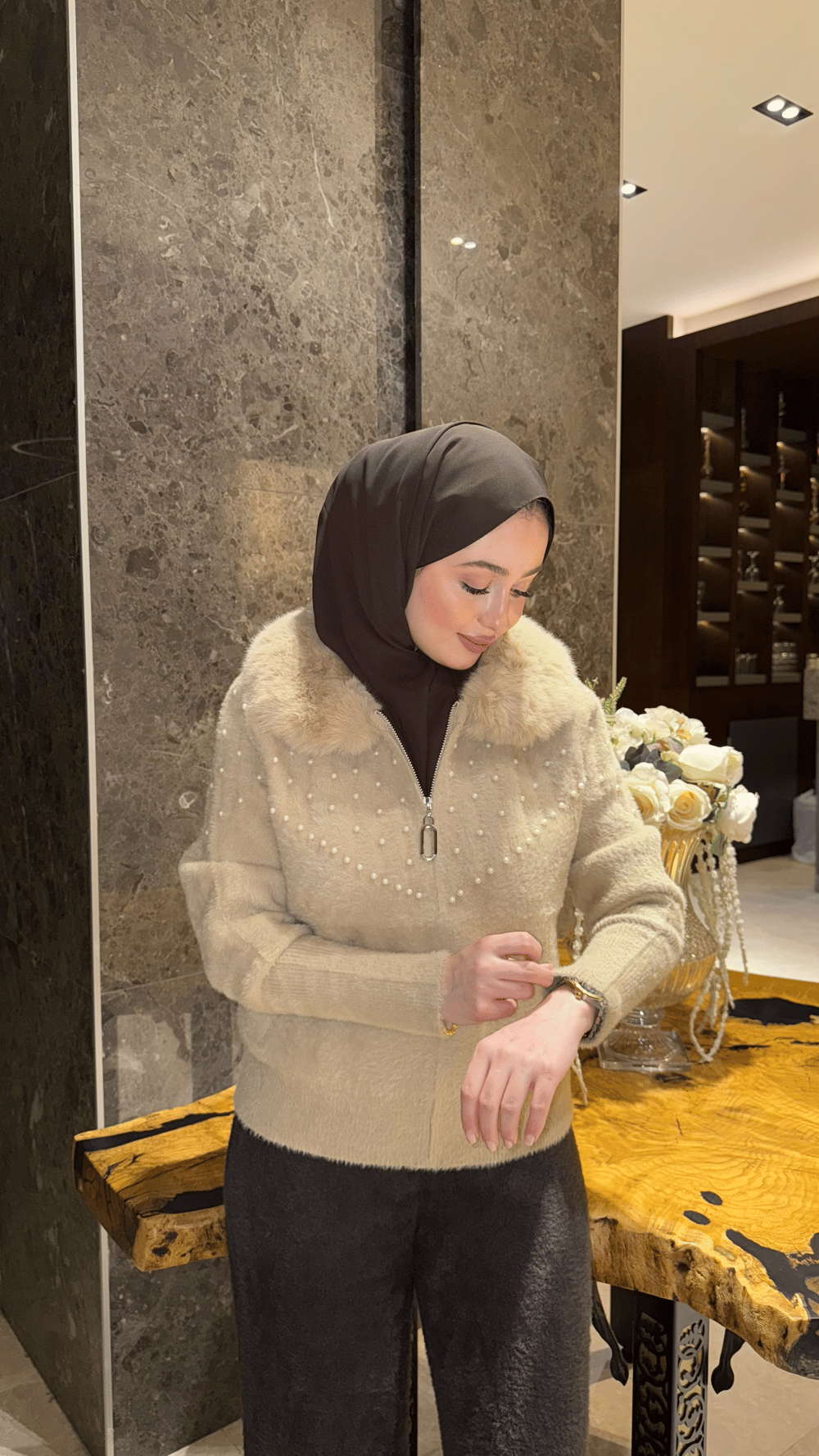  ANGORA İNCİ CEKET BEJ
