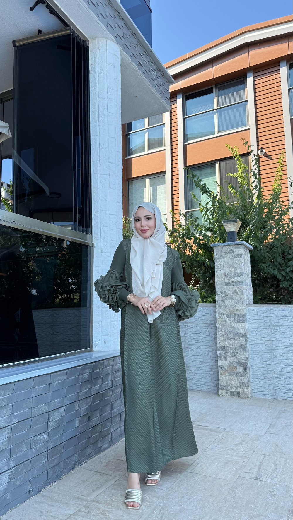 KINA YEŞİLİ ROSE ELBİSE