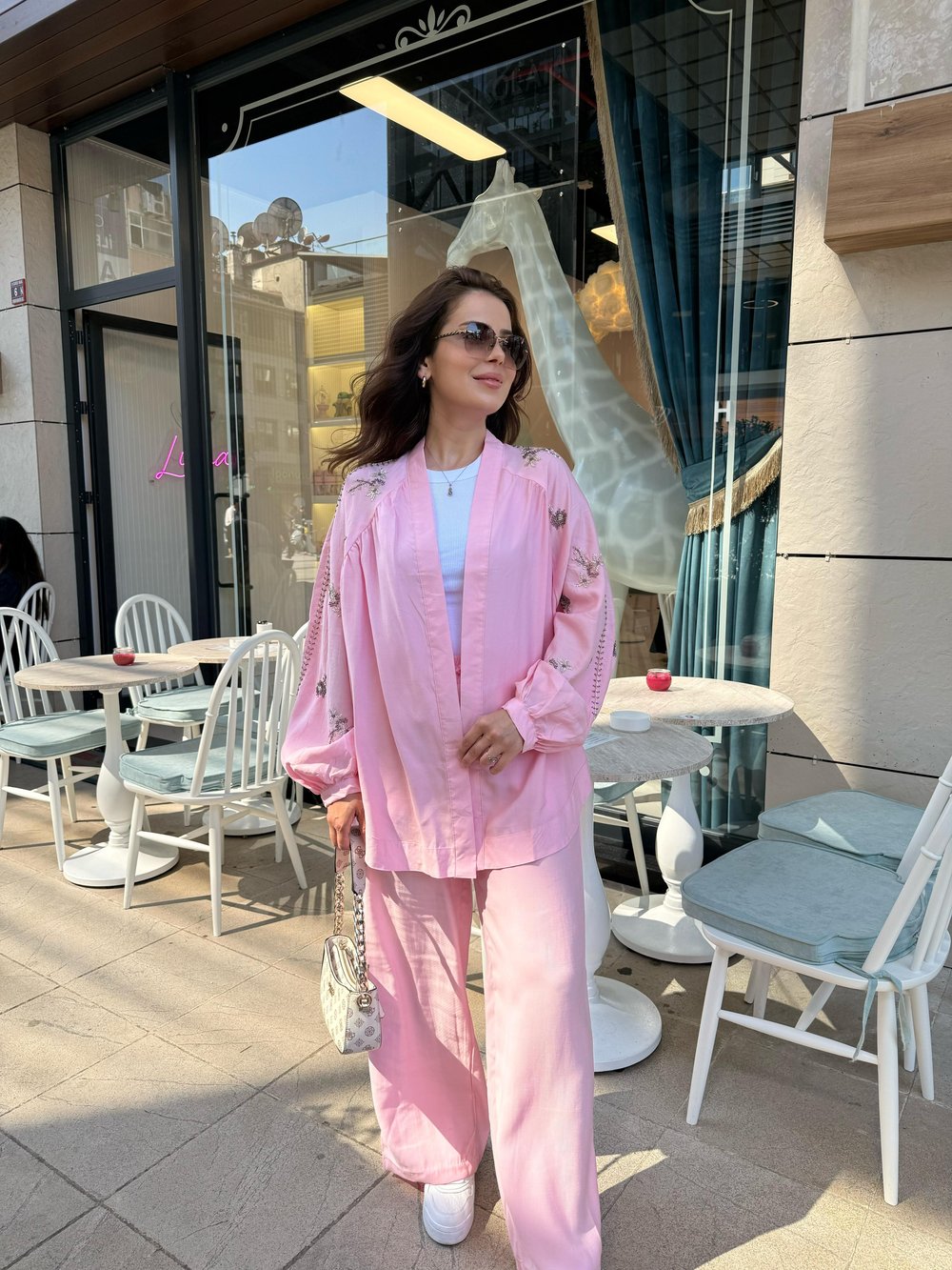 AÇIK PEMBE KİMONO TAKIM
