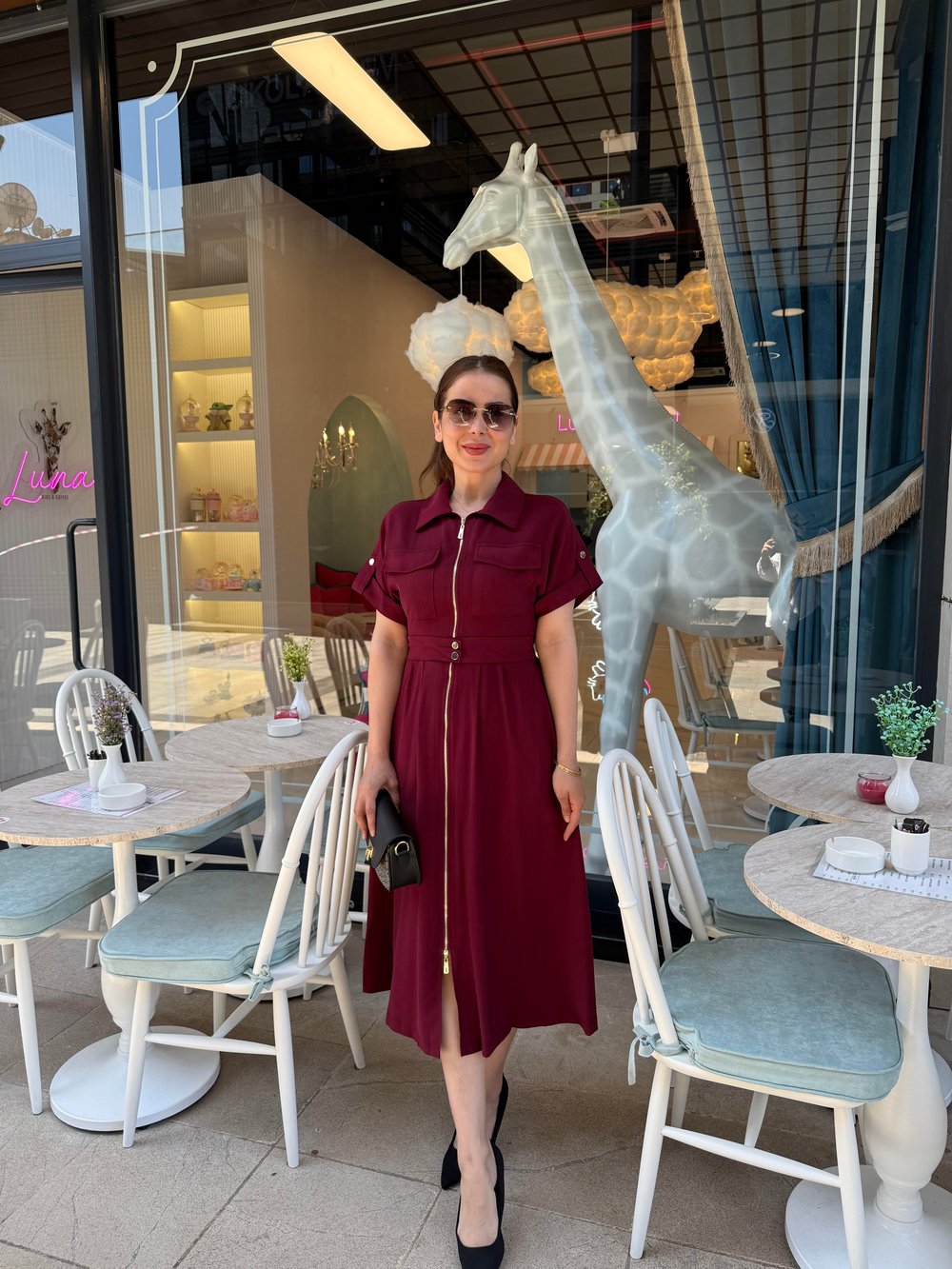 FERMUARLI TENCEL MİDİ ELBİSE