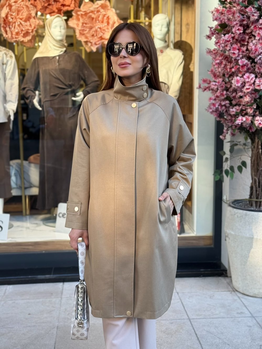 GHİSA-CAMEL REGLAN KOL TRENÇ