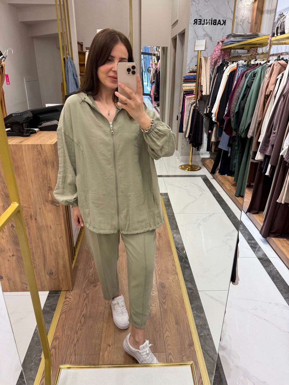 KESİK DETAYLI BOMBER TAKIM HAKİ