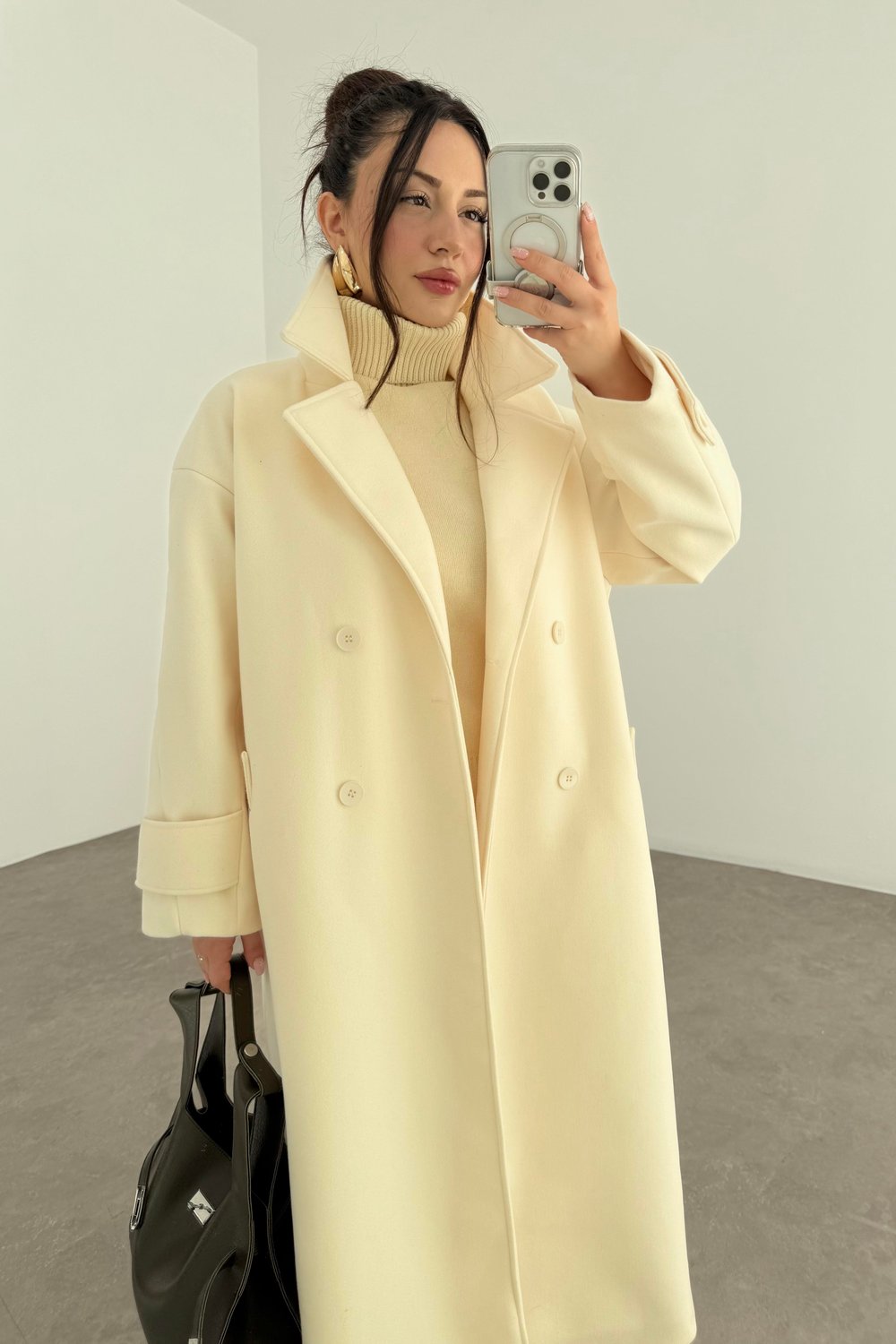 Angora Premium Klasik Ekru Kaban