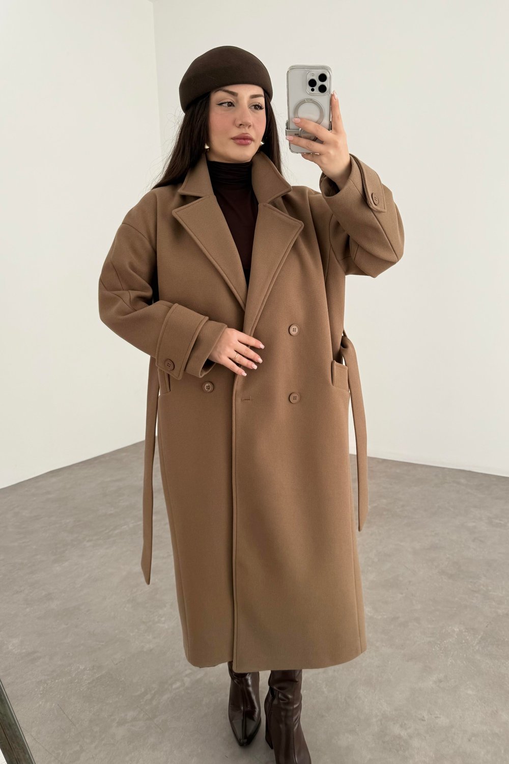 Angora Premium Klasik Vizon Kaban