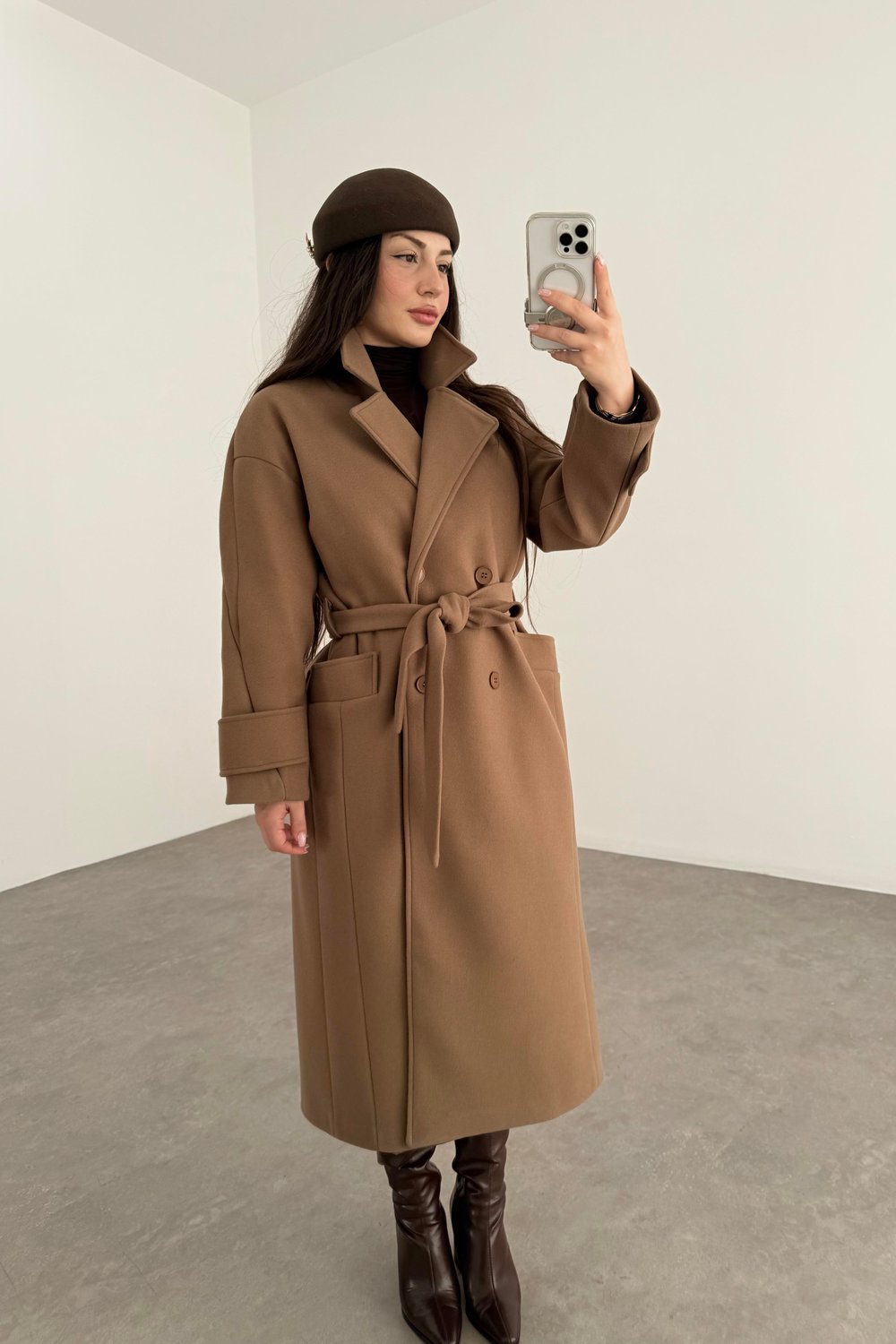 Angora Premium Klasik Vizon Kaban