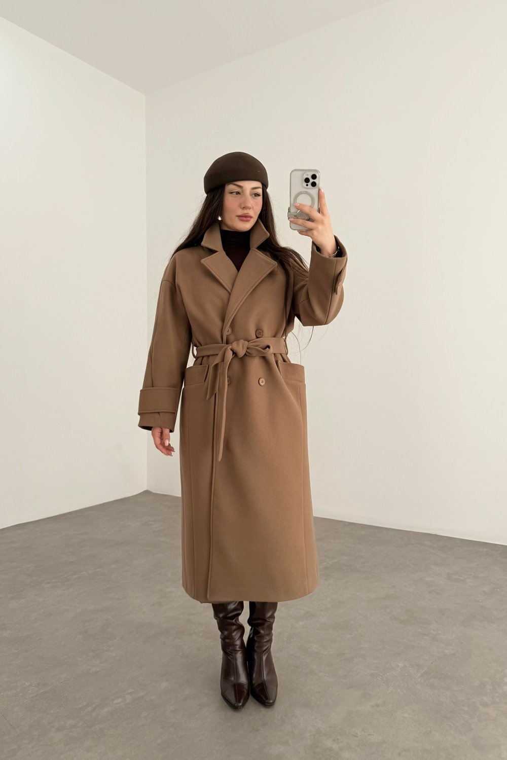 Angora Premium Klasik Vizon Kaban