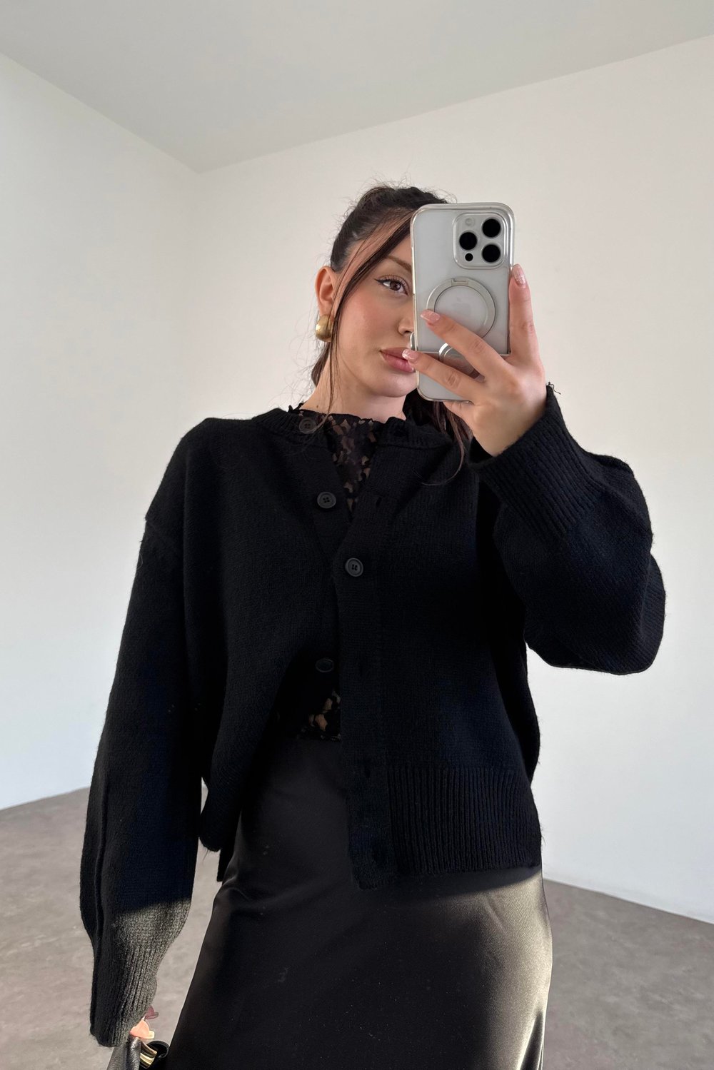 Ass Orijinal Düğmeli Premium Kalite Siyah Hırka