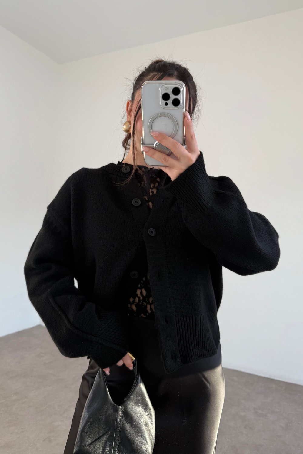 Ass Orijinal Düğmeli Premium Kalite Siyah Hırka