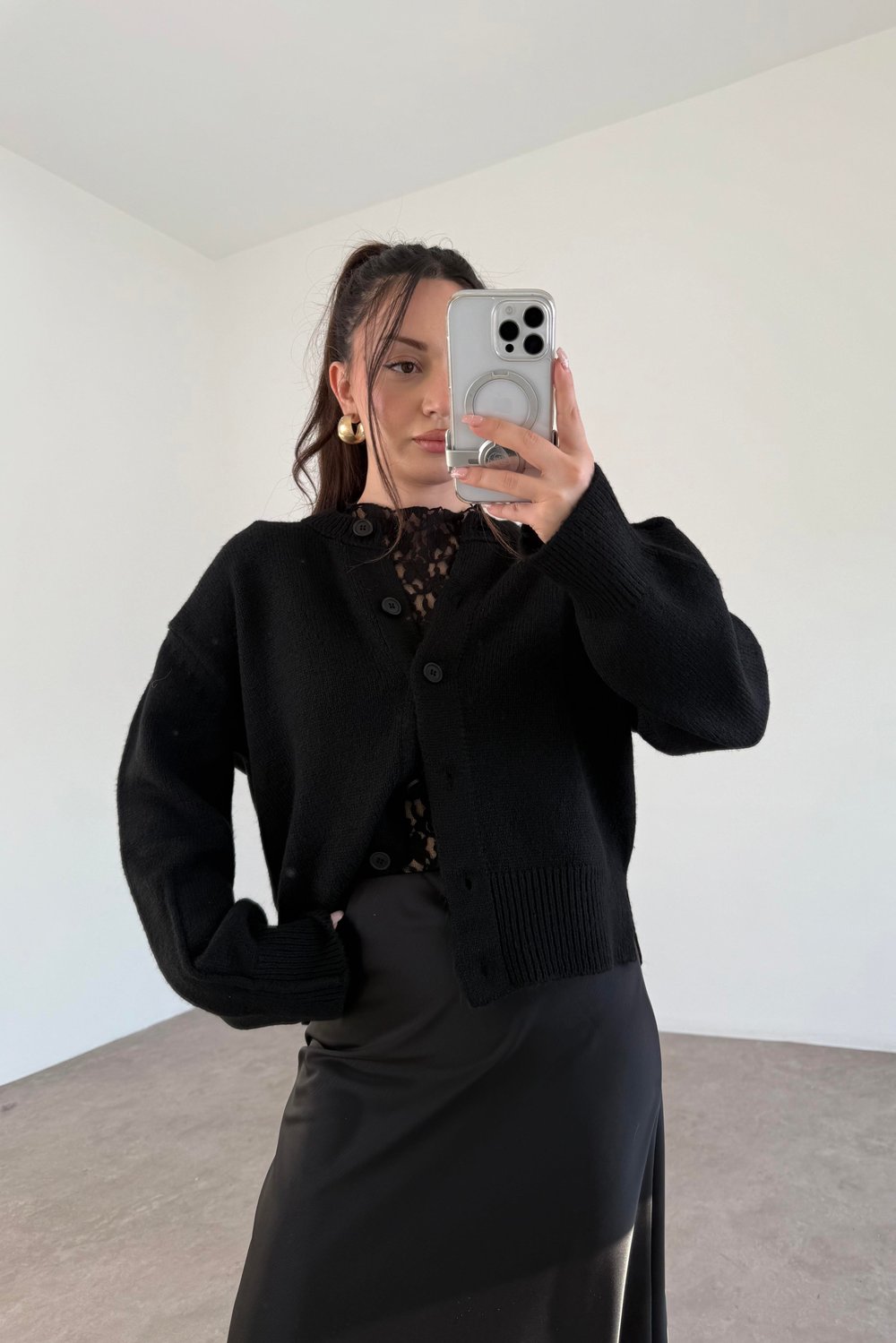 Ass Orijinal Düğmeli Premium Kalite Siyah Hırka