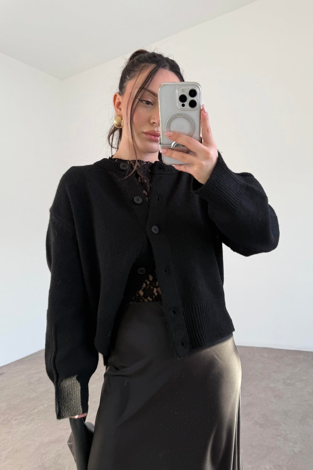 Ass Orijinal Düğmeli Premium Kalite Siyah Hırka