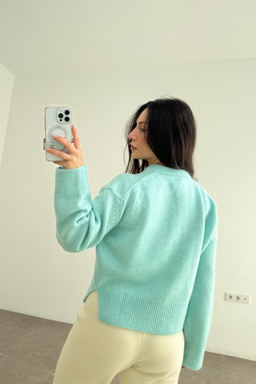 Ass Orijinal Düğmeli Premium Kalite Su Yeşili Hırka