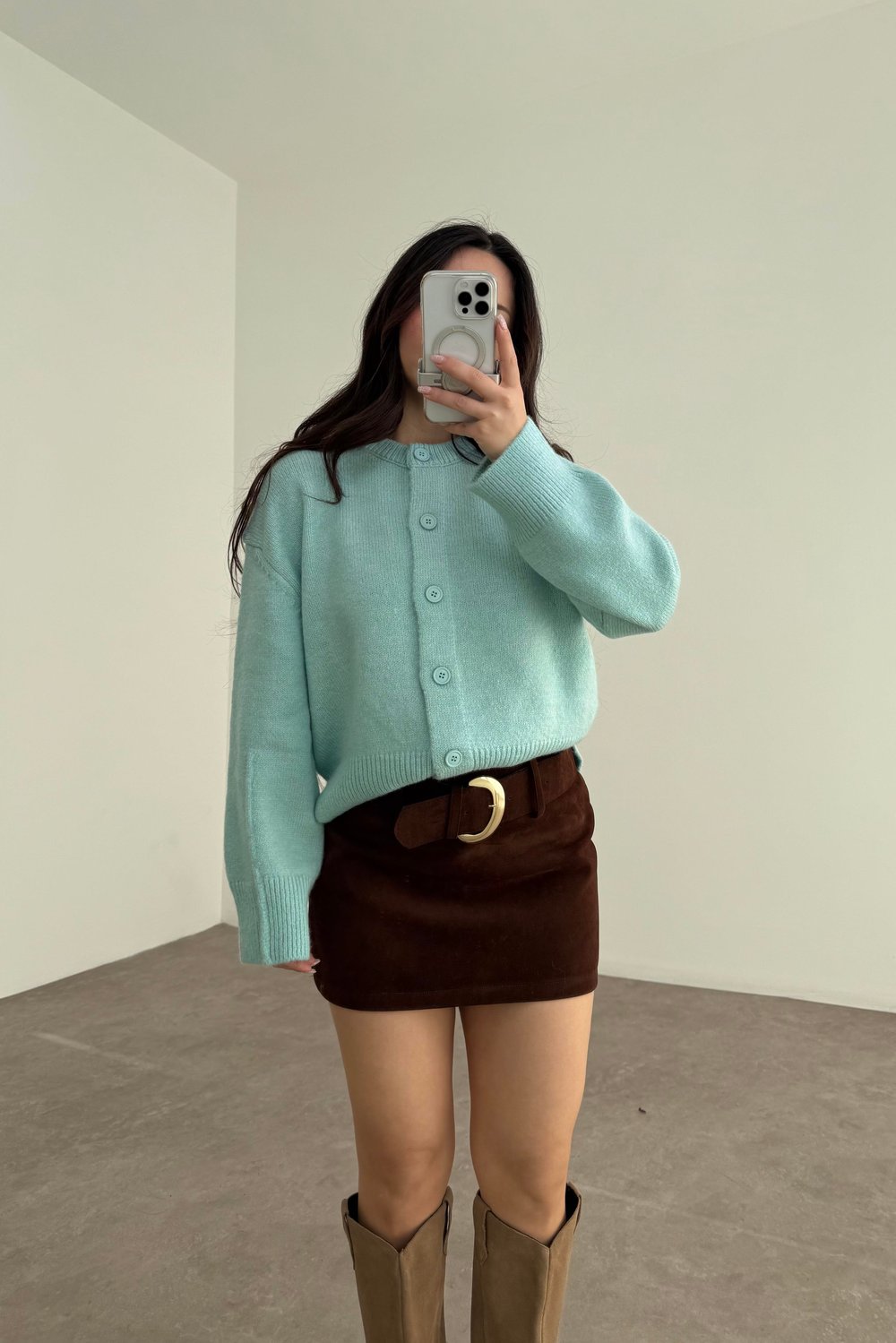 Ass Orijinal Düğmeli Premium Kalite Su Yeşili Hırka