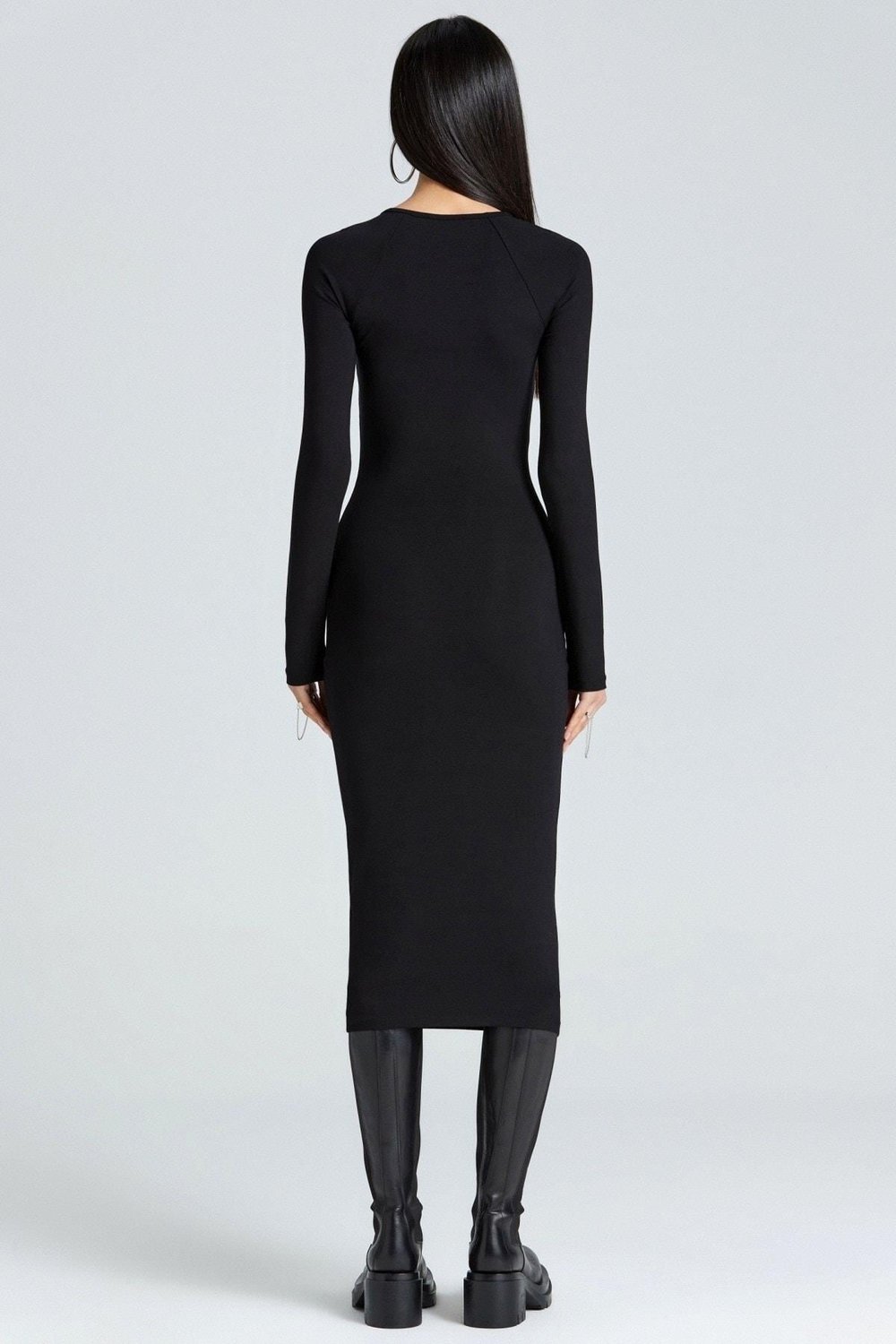 Jade Damla Dekolteli Midi Elbise