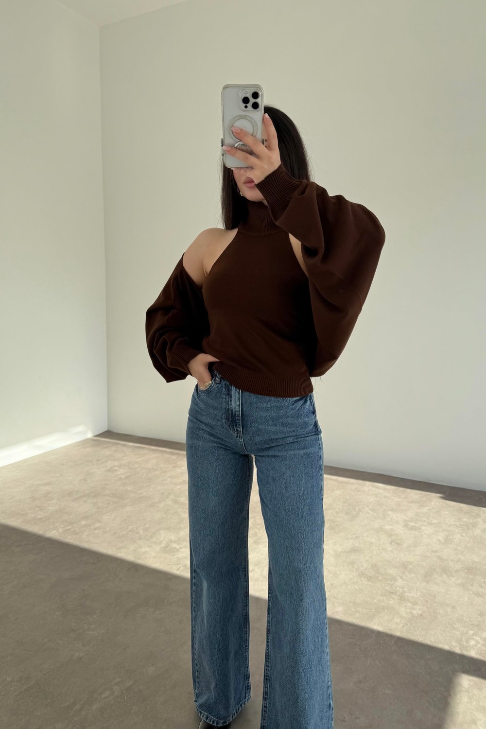 Kahve Halter Kesim Bluzlu Bolerolu Takım Üst