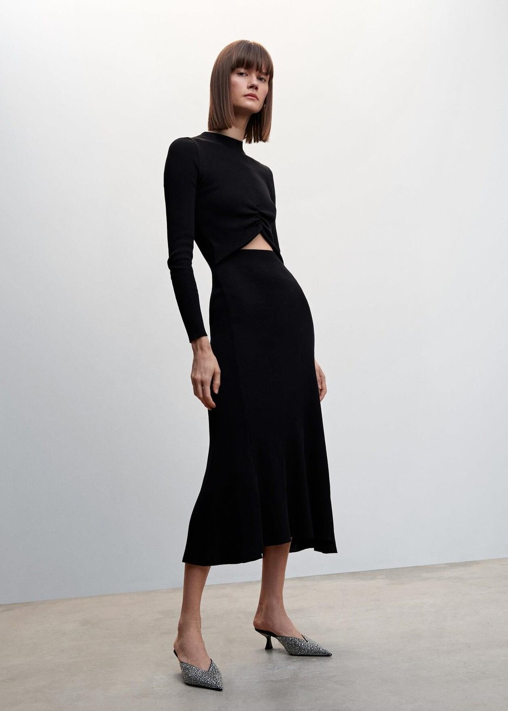 Mng Orj Kaşkorse Pencereli Kloş Elbise