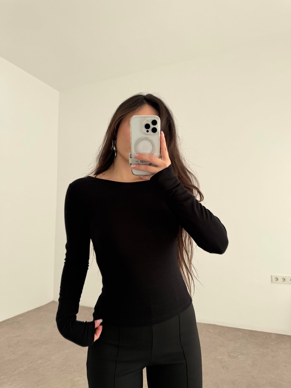 Premiium Düz Yakalı Opak Siyah Body