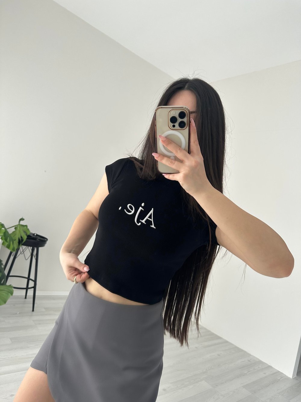 Premium Aje Nakışlı Siyah Body