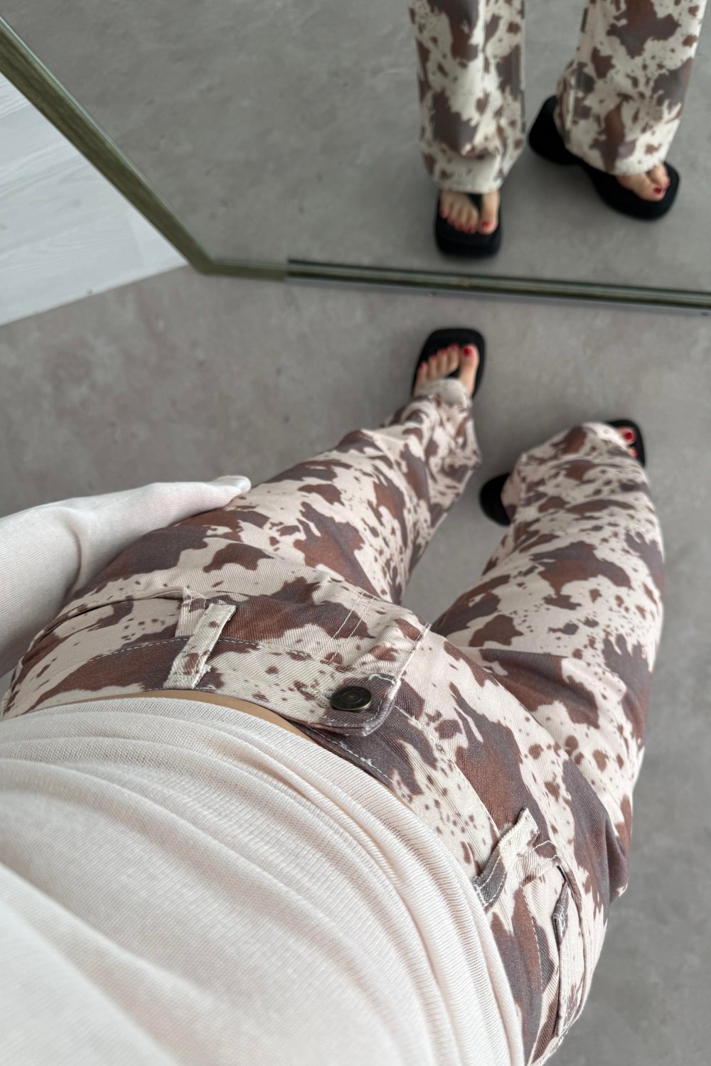 River Island Tasarım Cow Pantolon