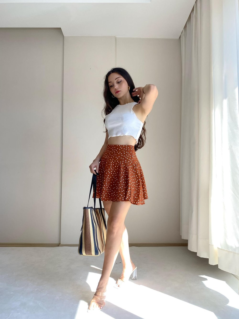 Puantiye Detaylı Şortlu Etek