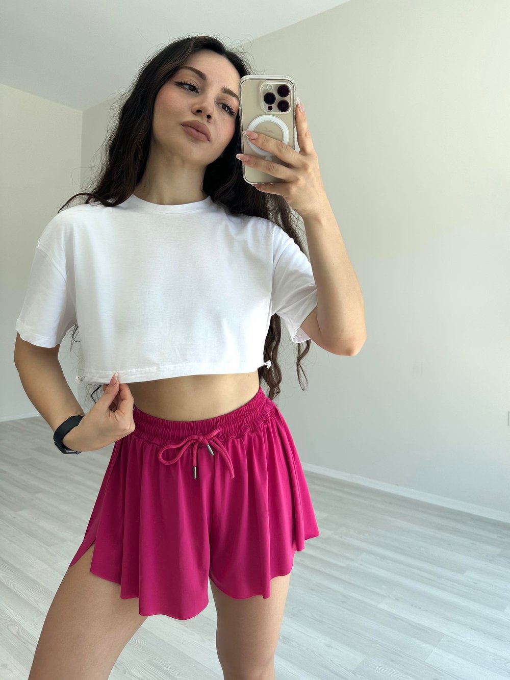 TALLY WEIJL CROPPED T-SHIRT WITH ELASTIC CORD