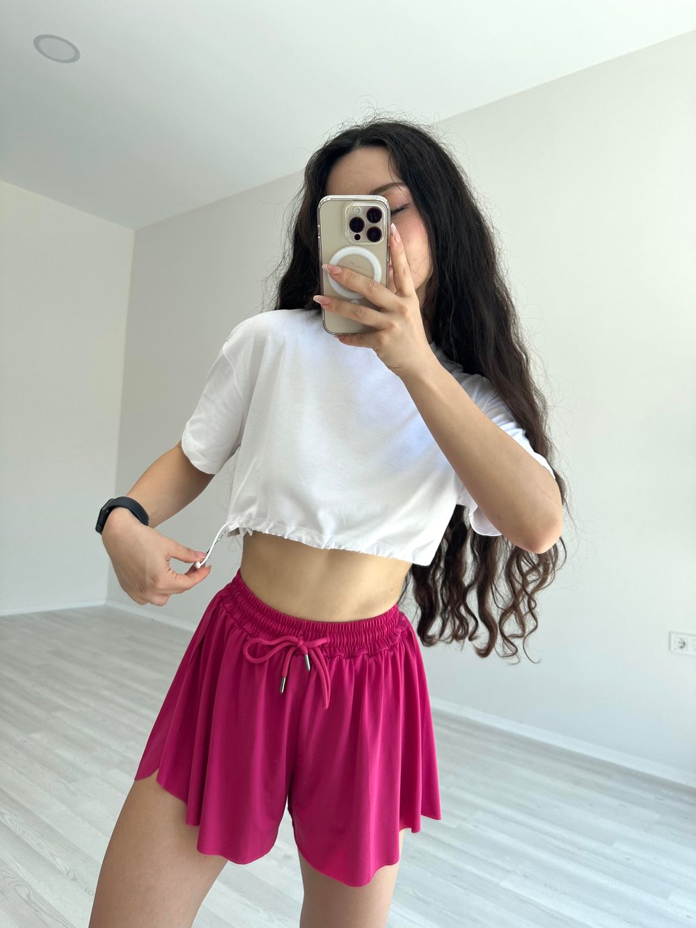 TALLY WEIJL CROPPED T-SHIRT WITH ELASTIC CORD