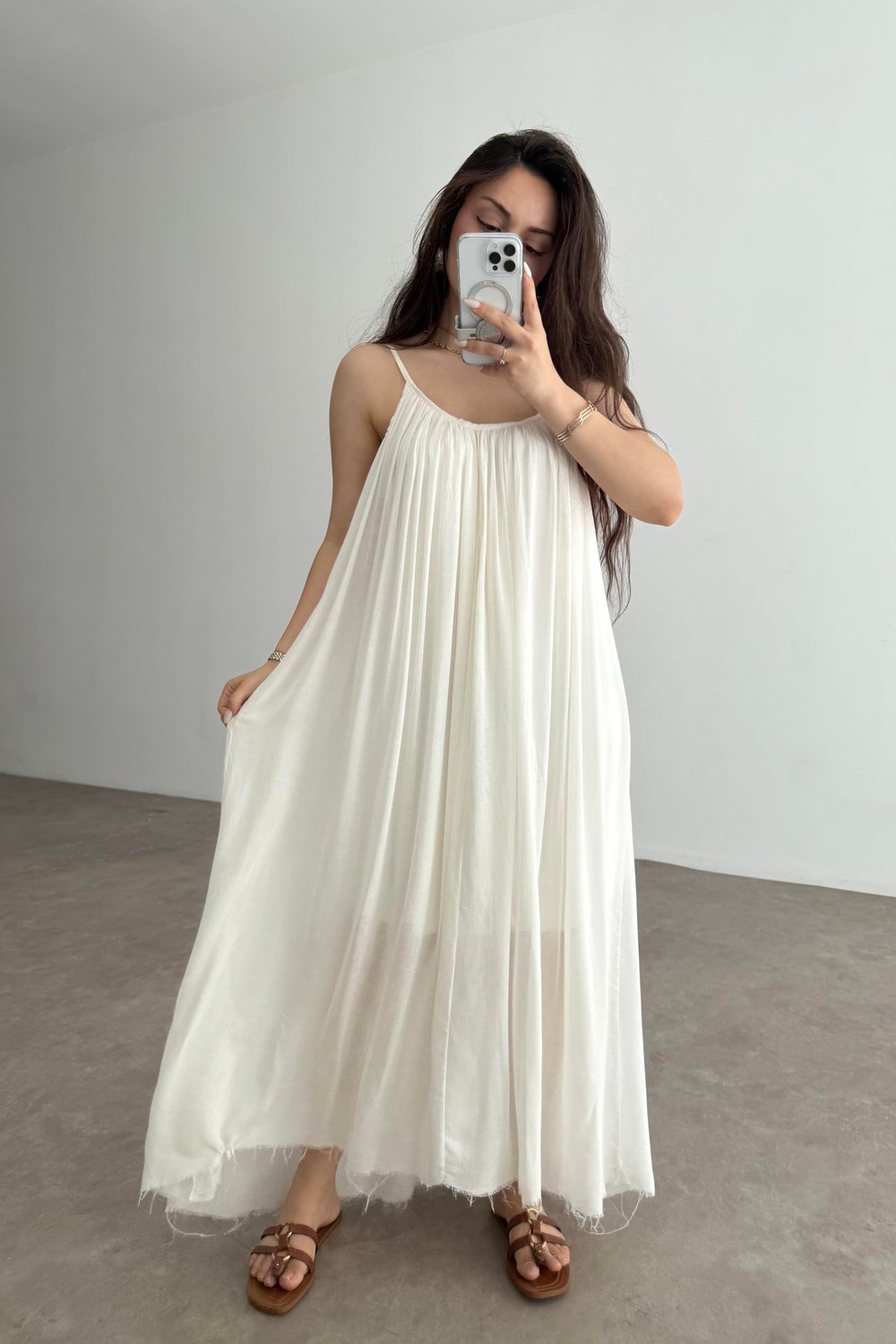 Valeria Premium Ekru Elbise