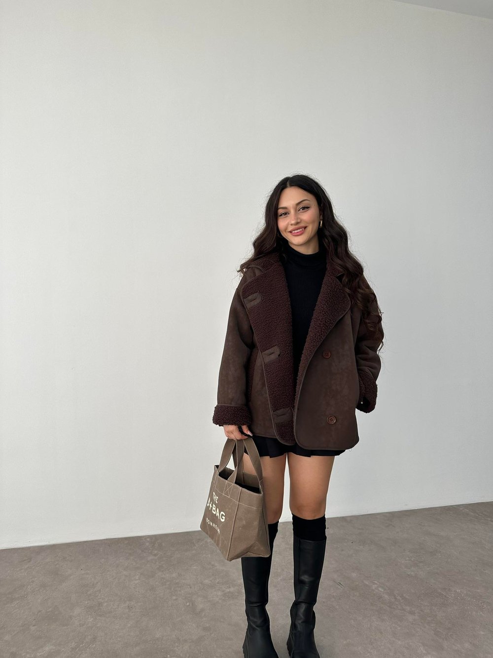 ZR Model Acı Kahve Teddy Mont