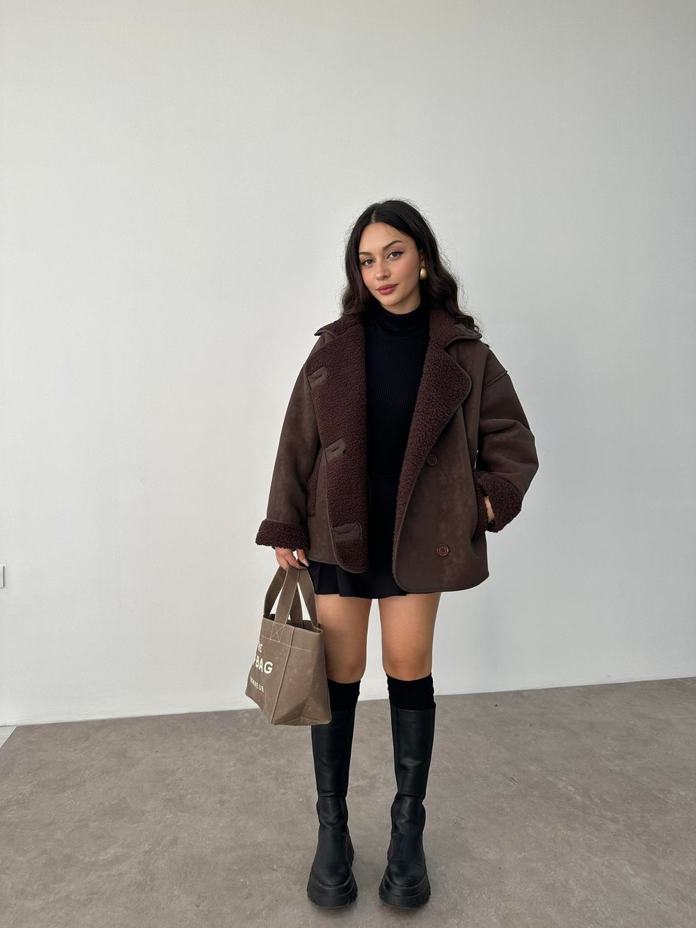 ZR Model Acı Kahve Teddy Mont