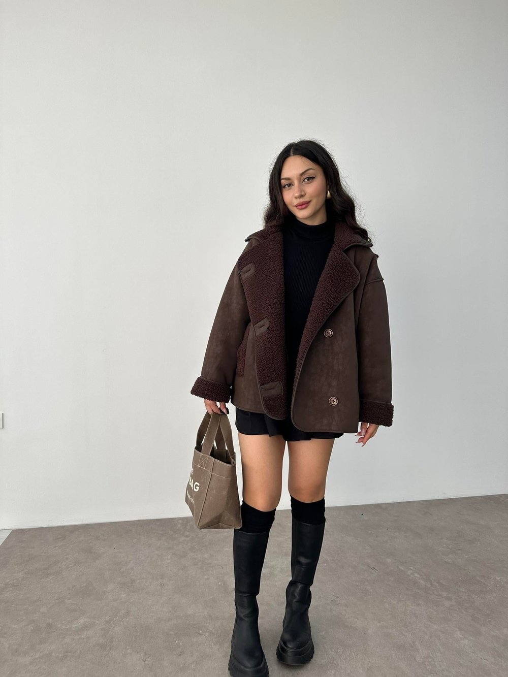 ZR Model Acı Kahve Teddy Mont