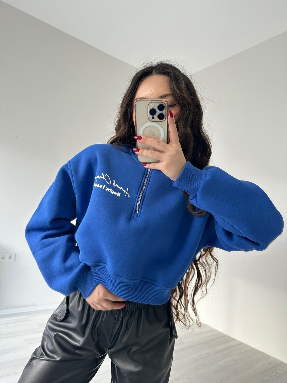 Fermuarlı Yakalı Mavi  Zr. Sweatshirt