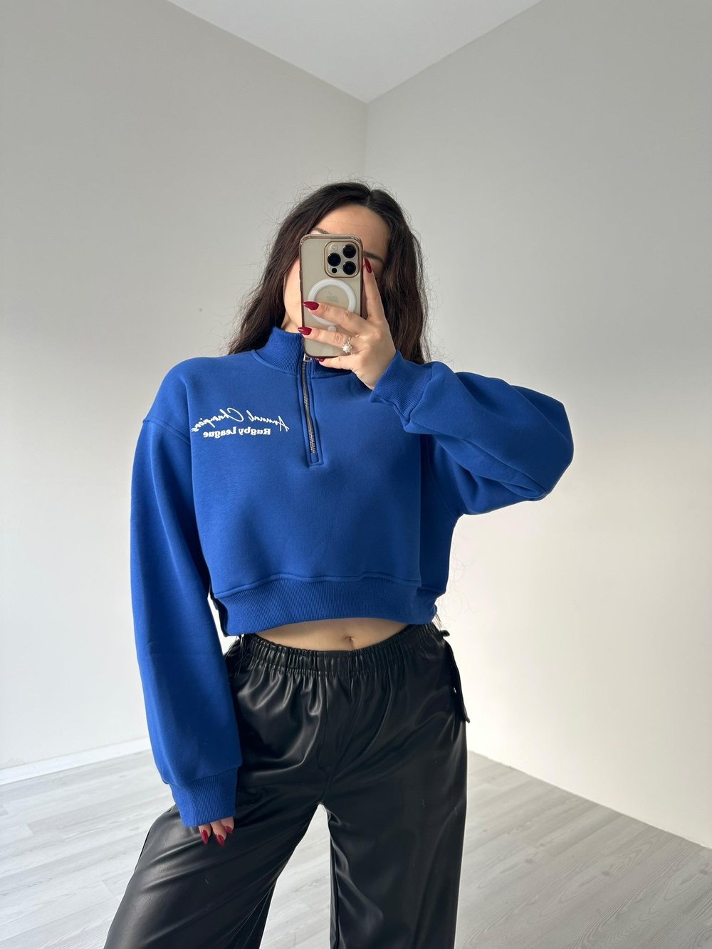 Fermuarlı Yakalı Mavi  Zr. Sweatshirt