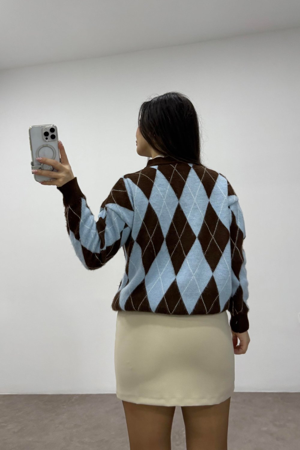 Zra Krep İçi Şortlu Yüksek Belli Ekru Etek