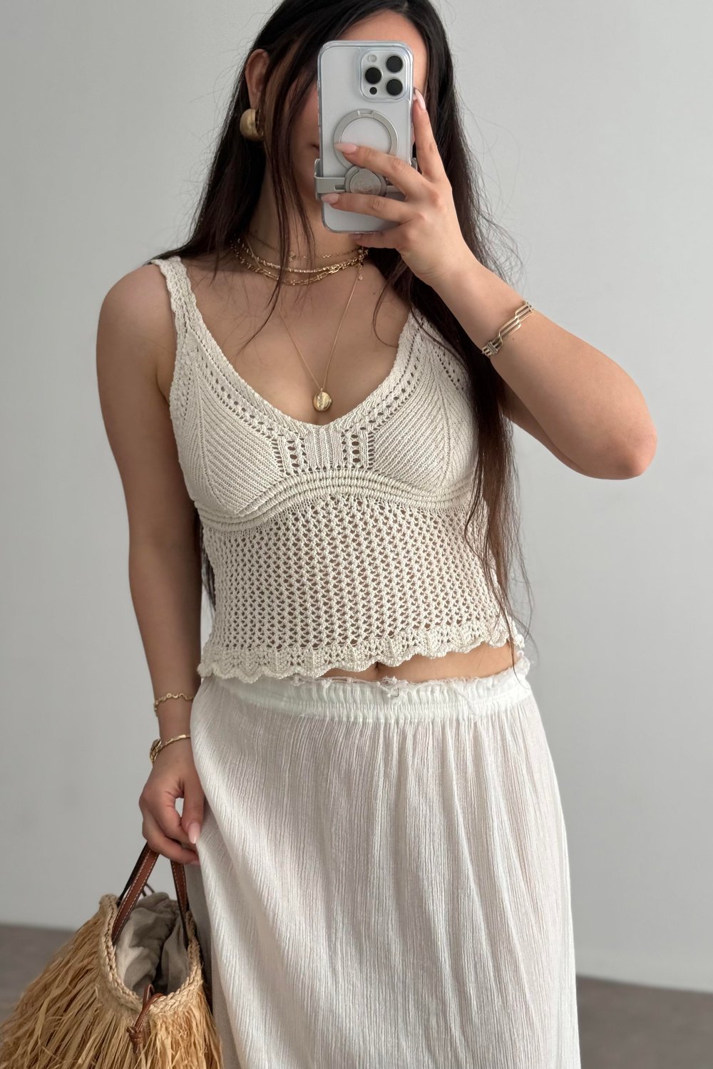 Zra Örgü File Detaylı Ekru Top